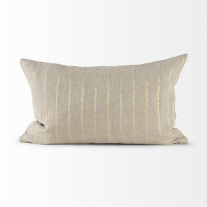 Danika 13.0L x 21.0W x 0.2H Beige and Gold Fabric Decorative Pillow Cover