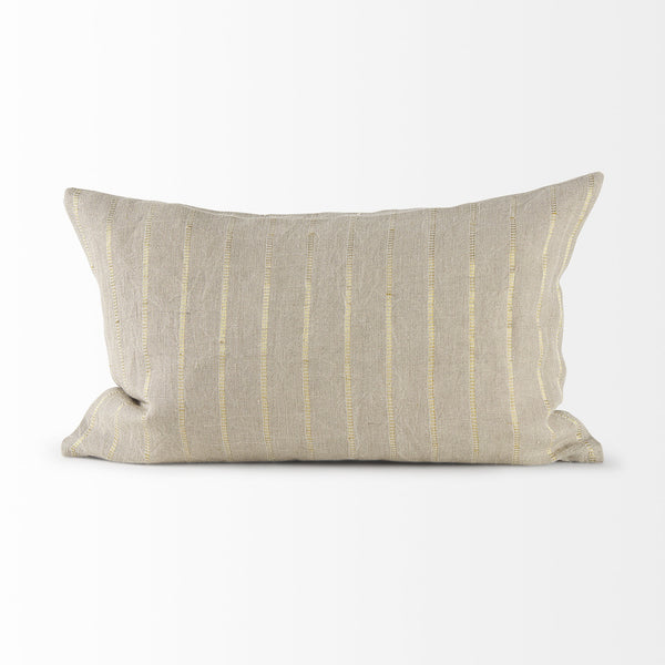 Danika 13.0L x 21.0W x 0.2H Beige and Gold Fabric Decorative Pillow Cover