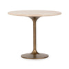Malani Travertine Round Dining Table with Iron Base