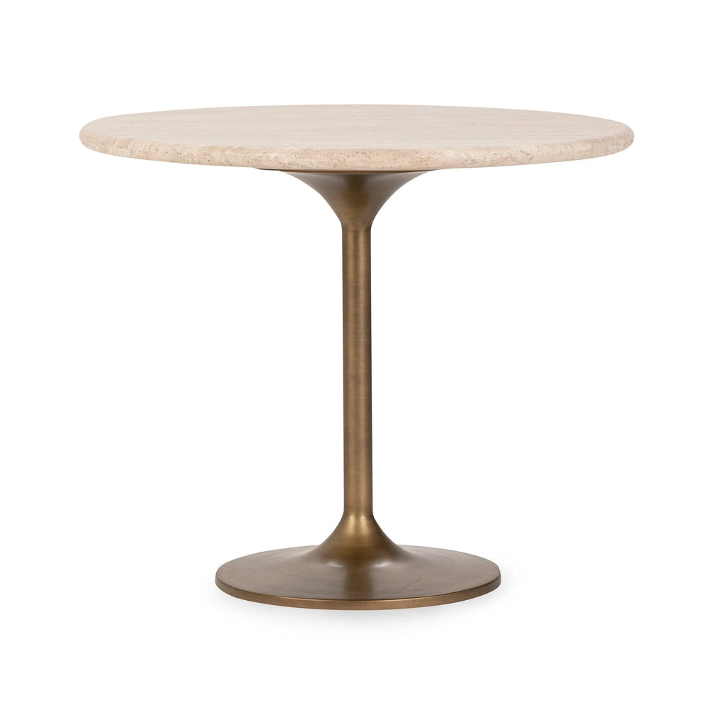 Malani Travertine Round Dining Table with Iron Base