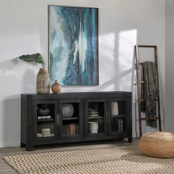 Macarthur Solid Wood 4-Drawer Cabinet in Antique Black