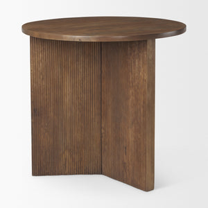 Enzo 32" Round Tabletop w/ Fluted Wood Base Foyer Accent Table