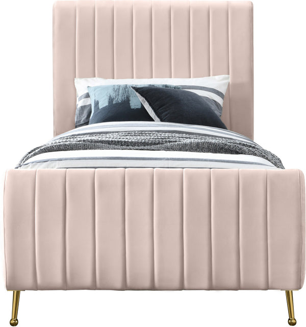 Marcos Twin Bed In Pink Velvet