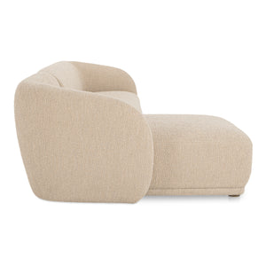 Faye Left Sectional in Beige Boucle with Curved Back