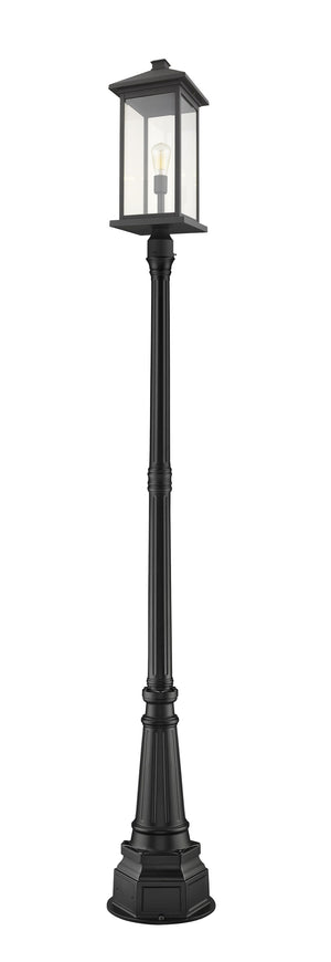 Portland 1 Light Outdoor Post Mounted Fixture in Black Finish