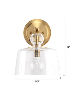 Hudson Glass Wall Sconce, Brass