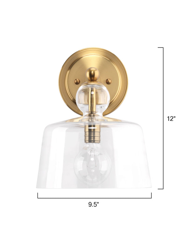 Hudson Glass Wall Sconce, Brass