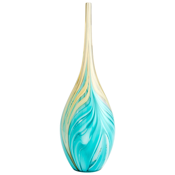 Large Parlor Palm Vase in Amber and Blue