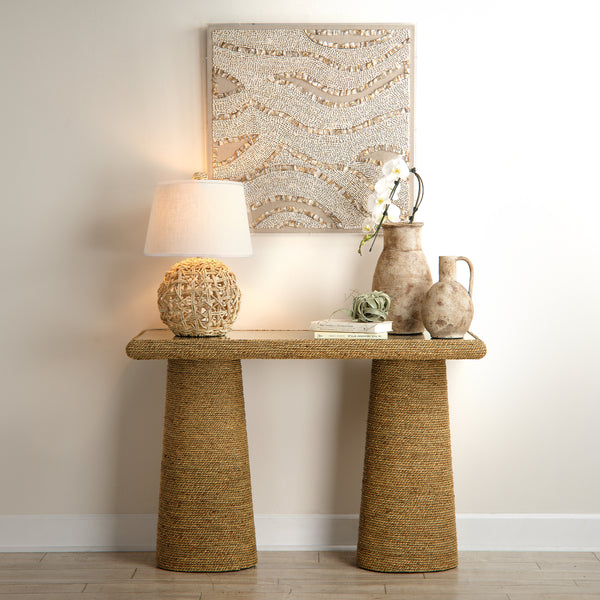Maui Rope Table Lamp with Linen Shade