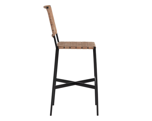 OMARI BARSTOOL - SUEDE LIGHT TAN LEATHER