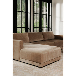 Bryn Camel Left Sectional Sofa with Oak Legs