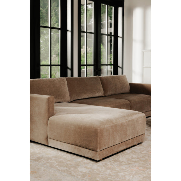 Bryn Camel Left Sectional Sofa with Oak Legs