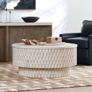 Norwood Solid Wood Round Coffee Table - Coastal White