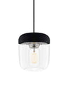 Acorn Black and Steel Plug-In Pendant with LED Bulb