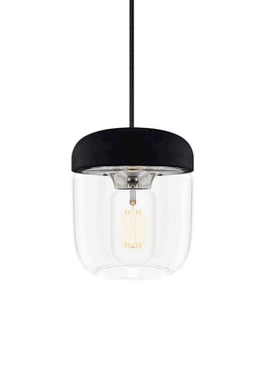 Acorn Black and Steel Plug-In Pendant with LED Bulb