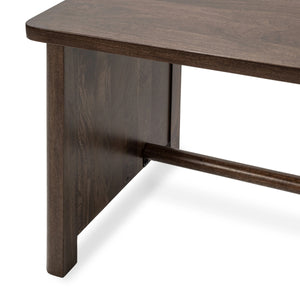 Norwood Solid Mango Wood Desk with Brass Detailing - Bark Brown