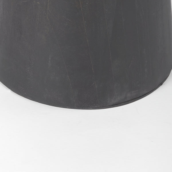 32" Round Black-Brown Wood Tabletop & Base w/ Black Metal Accent Pedestal Bistro Table