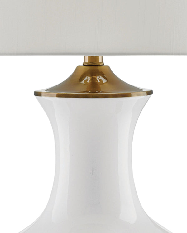 Lilou White Table Lamp In White & Antique Brass