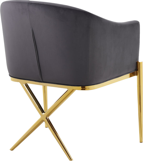 Doris Dining Chair In Grey Velvet and Gold