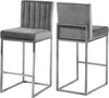 Joanna Stool In Grey Velvet and Chrome