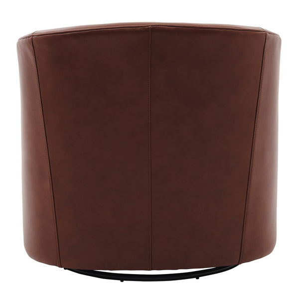 Walsh Top Grain Leather Swivel Arm Chair In Garrett Brown