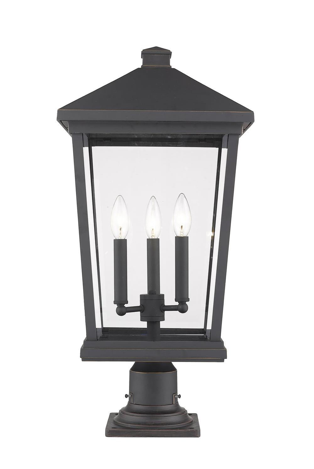 Beacon 3 Light Outdoor Pier Mounted Fixture in Oil Rubbed Bronze Finish
