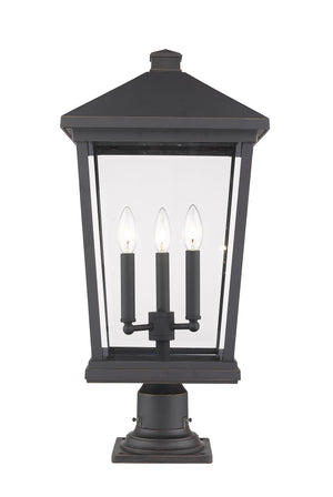 Beacon 3 Light Outdoor Pier Mounted Fixture in Oil Rubbed Bronze Finish
