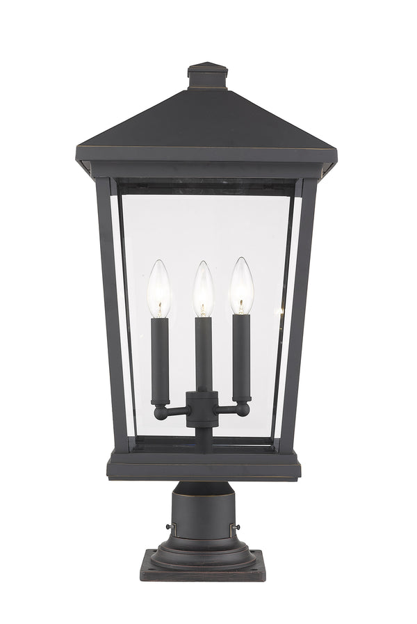 Beacon 3 Light Outdoor Pier Mounted Fixture in Oil Rubbed Bronze Finish
