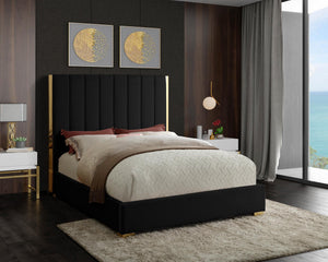 Janie Queen Bed In Black Velvet