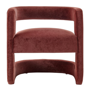 Althea Velvet Accent Arm Chair, Dainty Maroon