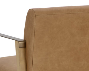 EARL LOUNGE CHAIR - RUSTIC OAK - LUDLOW SESAME LEATHER