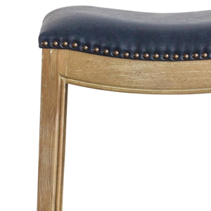 Elmo KD Bonded Leather Counter Stool Weathered Smoke Legs, Vintage Blue