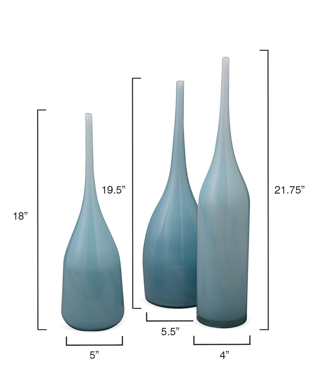 Pixie Decorative Glass Vases (set of 3), Blue