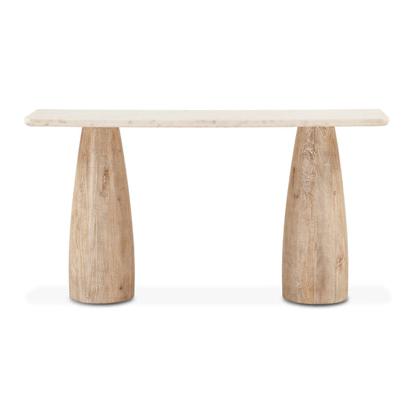 Palm Springs Oval Console White Marble, Mod Base
