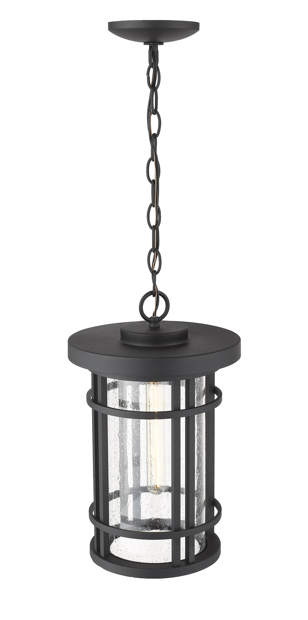 Jordan 1 Light Outdoor Chain Mount Ceiling Fixture in Black Finish