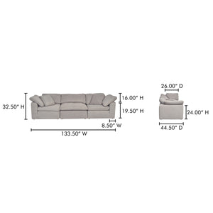 Moe's Clay Modular Sofa in Light Grey
