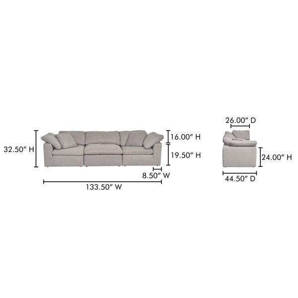 Moe's Clay Modular Sofa in Light Grey