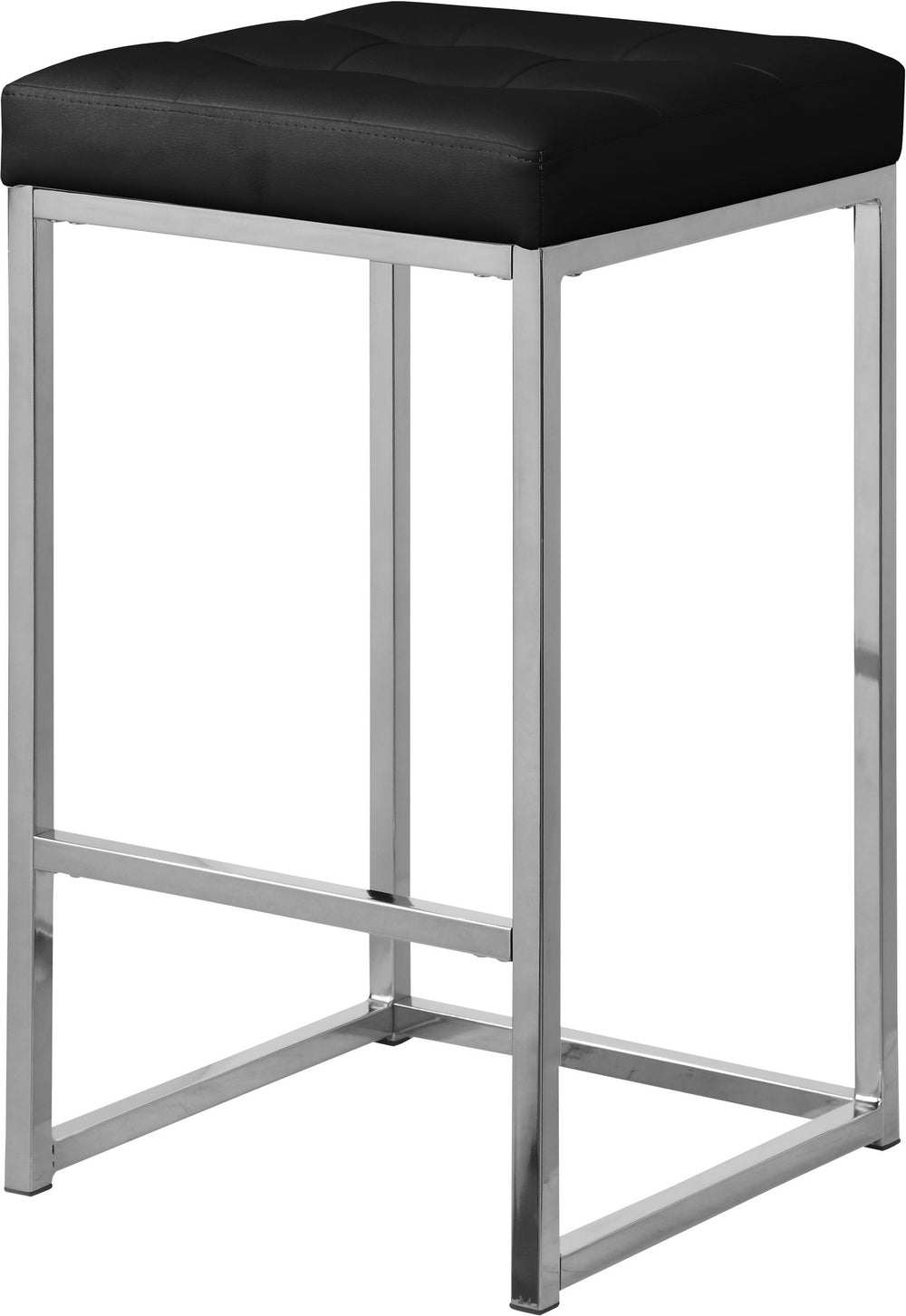 Pearl Stool In Black Faux Leather and Chrome