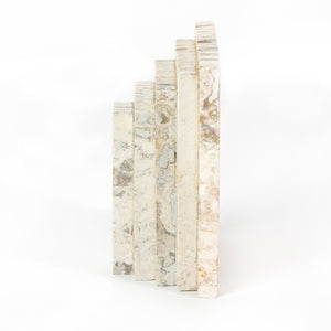 Stepped Bookends In White Travertine