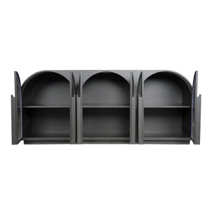Salone Sideboard Black with Reeded Glass Doors