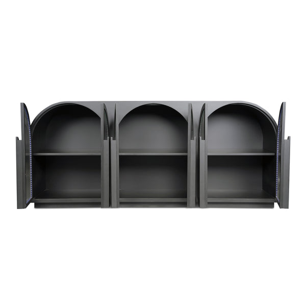 Salone Sideboard Black with Reeded Glass Doors