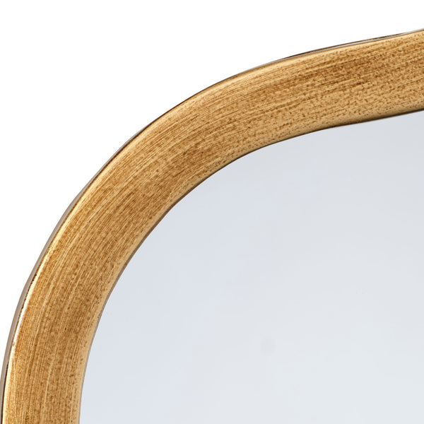 Aurora Wavy Iron Wall Mirror, Antique Brass