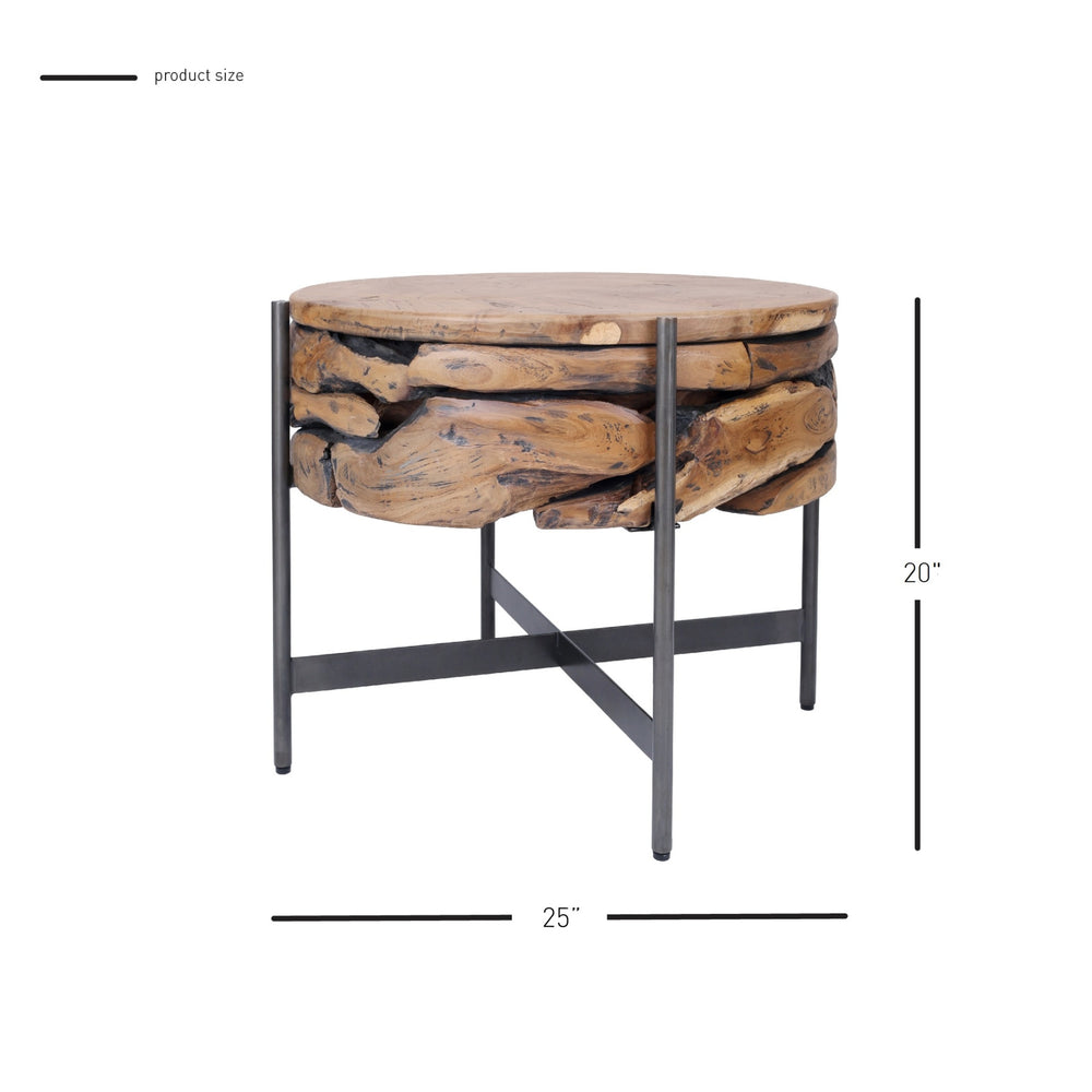 Bardo KD Reclaimed Teak Side/ End Table, Natural 