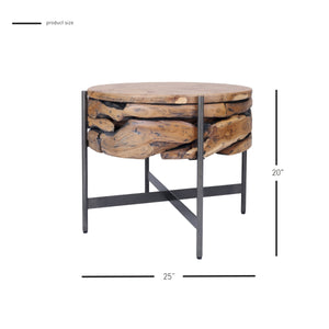 Bardo KD Reclaimed Teak Side/ End Table, Natural 