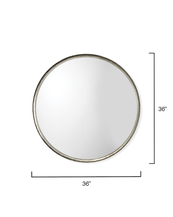 Refined Iron Round Wall Mirror, Silver
