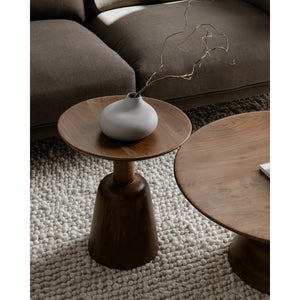 Nels End Table in Solid Acacia Wood, Dark Brown