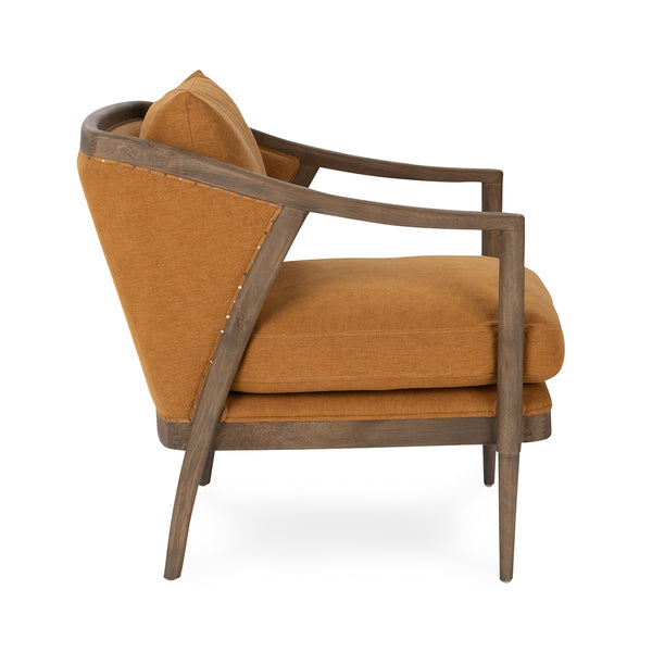 Scarlett Upholstered Accent Chair with Oak Frame in Burnt Orange