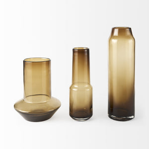 Amrita 4.1L x 4.1W x 11.9H Golden Brown Glass Vase