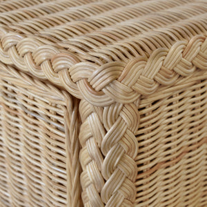 FOUR DOOR BUFFET IN FULLY WRAPPED RATTAN WITH SATIN BRASS PULLS