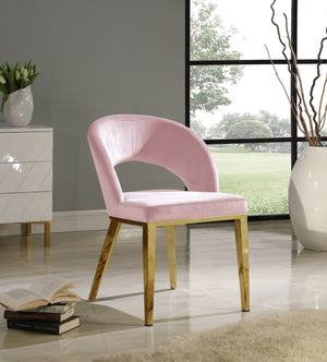 Caroline Dining Chair In Pink Velvet